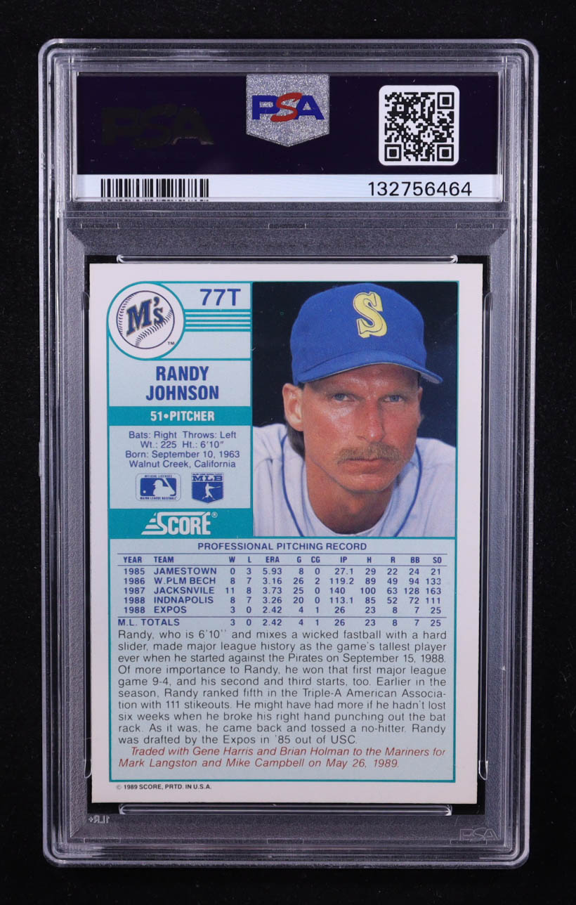 Randy Johnson 1989 Score Rookie/Traded #77T (PSA 10) at PristineAuction.com Randy Johnson 1989 Score Rookie/Traded #77T (PSA 10) at PristineAuction.com
