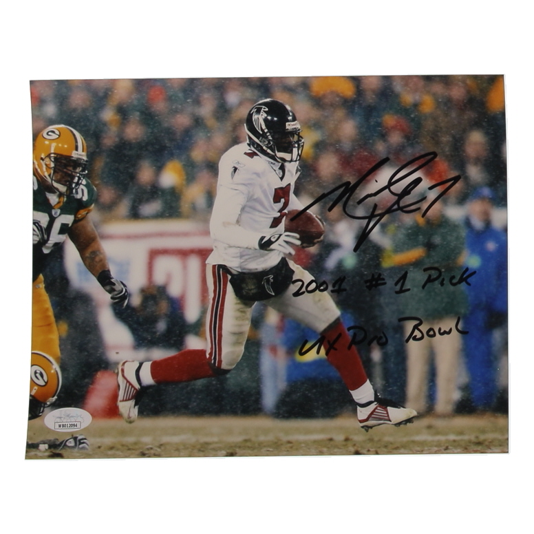 Michael Vick Signed Falcons 8x10 Photo Inscribed "4x Pro Bowl" & "2001 #1 Draft Pick" (JSA) at PristineAuction.com Michael Vick Signed Falcons 8x10 Photo Inscribed "4x Pro Bowl" & "2001 #1 Draft Pick" (JSA) at PristineAuction.com