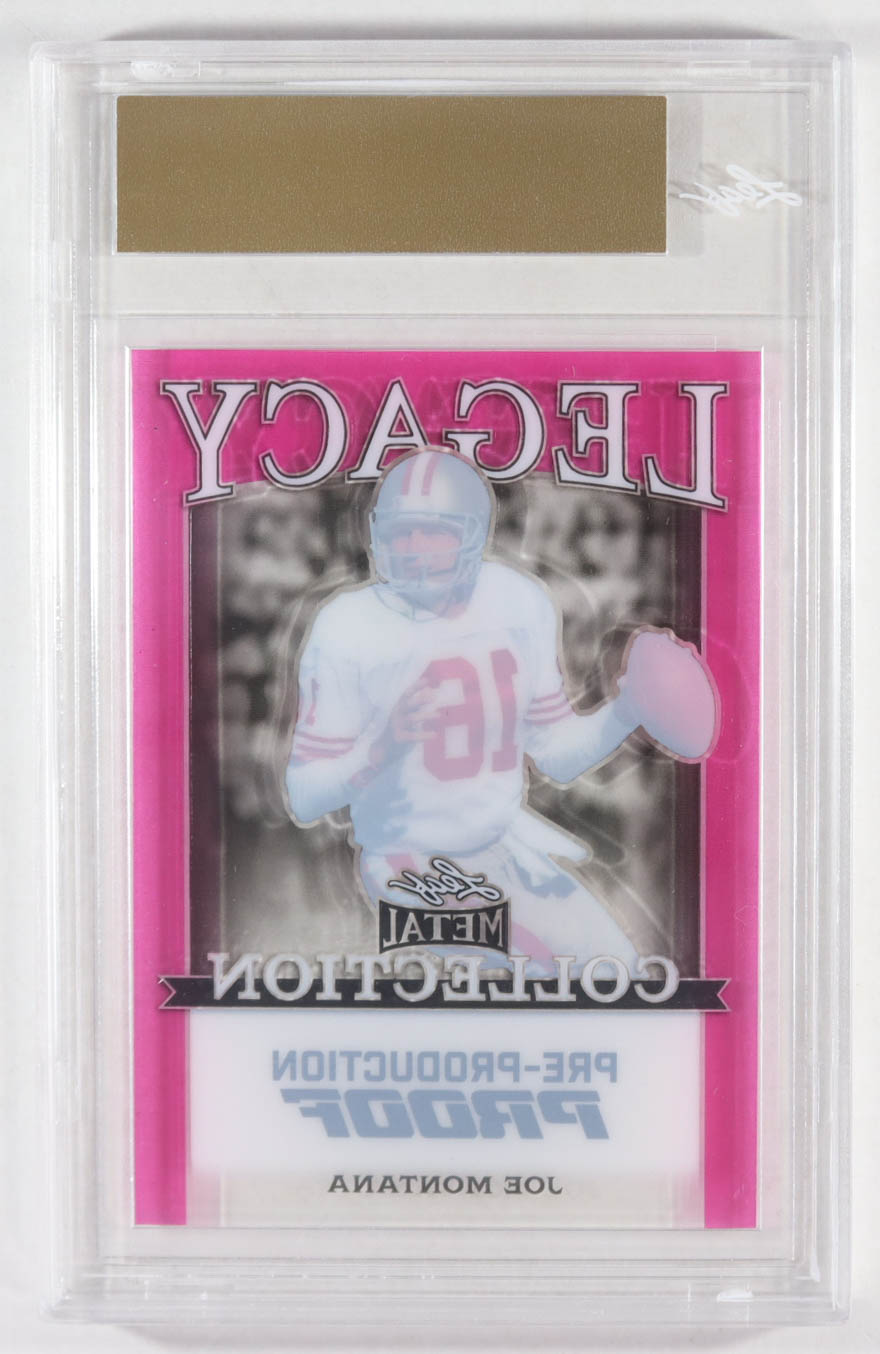 Joe Montana 2024 Leaf Joe Montana Legacy Base Auto Pre-Production Proof Clear Pink #NNO #1/1 (Leaf) at PristineAuction.com Joe Montana 2024 Leaf Joe Montana Legacy Base Auto Pre-Production Proof Clear Pink #NNO #1/1 (Leaf) at PristineAuction.com