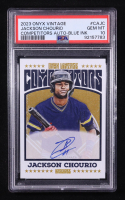 Jackson Chourio 2023 Onyx Vintage Competitors Autographs Blue Ink #CAJC RC (PSA 10) at PristineAuction.com