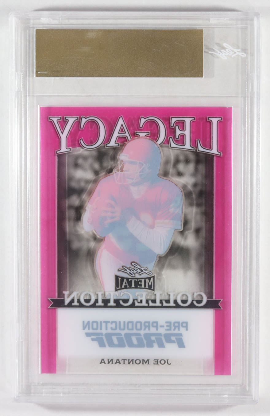 Joe Montana 2024 Leaf Joe Montana Legacy Base Auto Pre-Production Proof Clear Pink #NNO #1/1 (Leaf) at PristineAuction.com Joe Montana 2024 Leaf Joe Montana Legacy Base Auto Pre-Production Proof Clear Pink #NNO #1/1 (Leaf) at PristineAuction.com