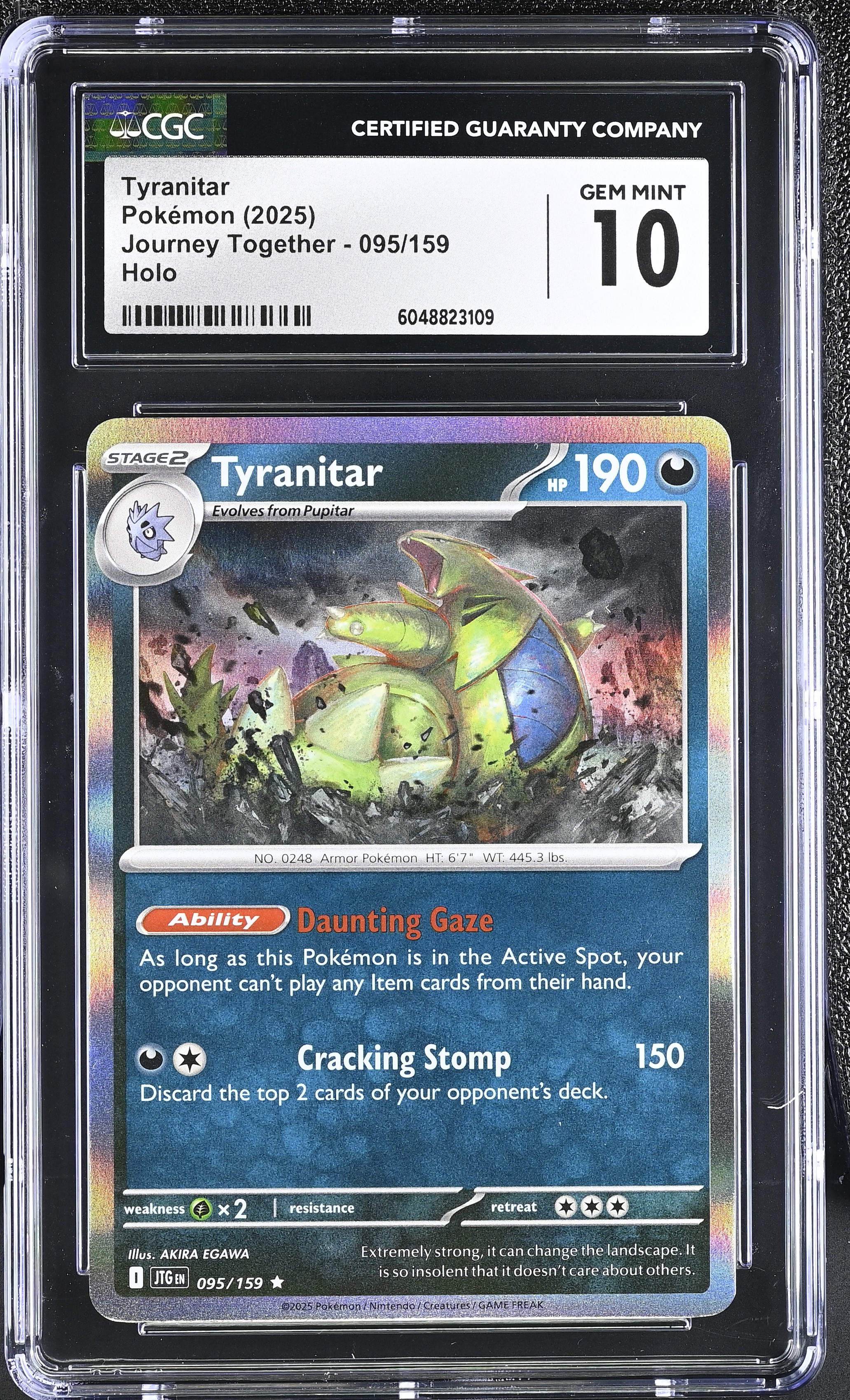 Tyranitar 2025 Pokmeon Journey Together #095/159 (CGC 10) at PristineAuction.com Tyranitar 2025 Pokmeon Journey Together #095/159 (CGC 10) at PristineAuction.com