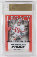 Joe Montana 2024 Leaf Joe Montana Legacy Base Auto Pre-Production Proof Clear Red #NNO #1/1 (Leaf) at PristineAuction.com