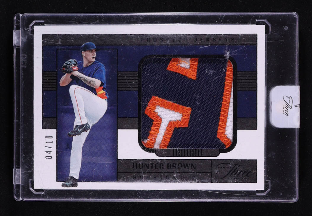 Hunter Brown 2023 Panini Three and Two Prospect Jerseys Black #49 RC #04/10 at PristineAuction.com Hunter Brown 2023 Panini Three and Two Prospect Jerseys Black #49 RC #04/10 at PristineAuction.com