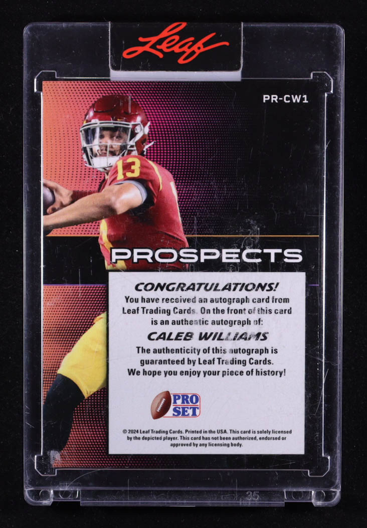 Caleb Williams 2024 Leaf Pro Set PROSpEcTs Lenticular Autographs Silver #PRCW1 RC at PristineAuction.com Caleb Williams 2024 Leaf Pro Set PROSpEcTs Lenticular Autographs Silver #PRCW1 RC at PristineAuction.com