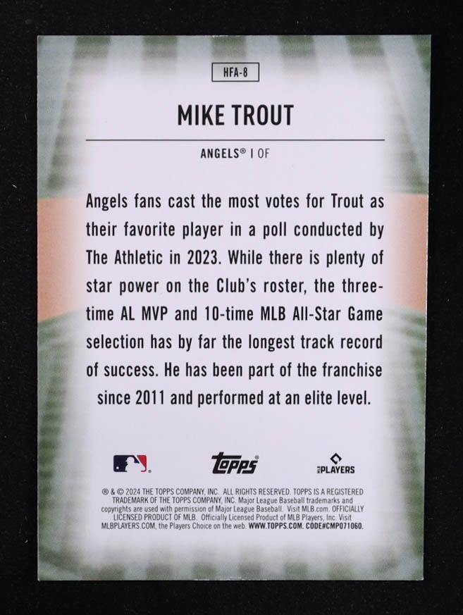 Mike Trout 2024 Topps Home Field Advantage #HFA8 at PristineAuction.com Mike Trout 2024 Topps Home Field Advantage #HFA8 at PristineAuction.com