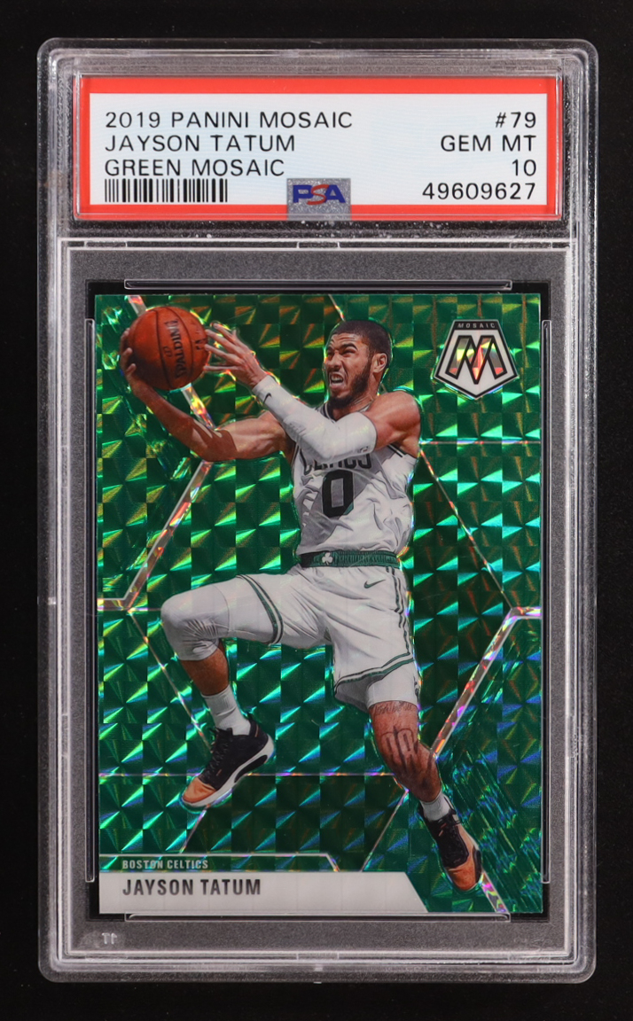 Jayson Tatum 2019-20 Panini Mosaic Mosaic Green #79 (PSA 10) at PristineAuction.com Jayson Tatum 2019-20 Panini Mosaic Mosaic Green #79 (PSA 10) at PristineAuction.com