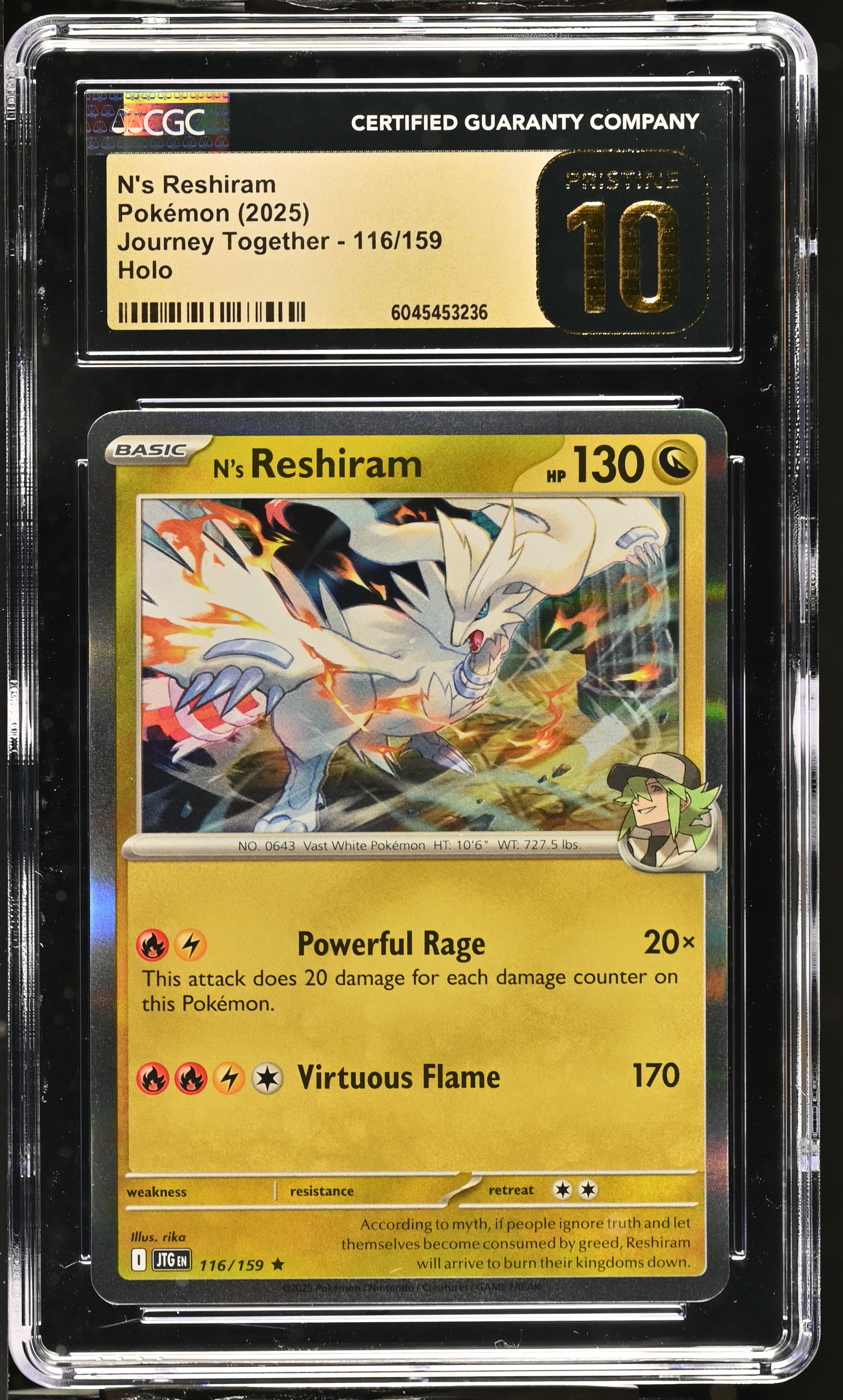 N's Reshiram 2025 Pokemon Journey Together #116/159 (CGC PRISTINE 10 | Black Label) at PristineAuction.com N's Reshiram 2025 Pokemon Journey Together #116/159 (CGC PRISTINE 10 | Black Label) at PristineAuction.com
