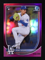 Roki Sasaki 2025 Bowman Chrome Fuchsia Refractors #12 RC #240/299 at PristineAuction.com
