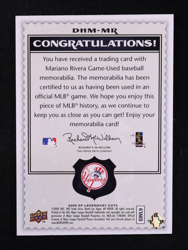 Mariano Rivera 2009 SP Legendary Cuts Destined for History Memorabilia #MR at PristineAuction.com Mariano Rivera 2009 SP Legendary Cuts Destined for History Memorabilia #MR at PristineAuction.com