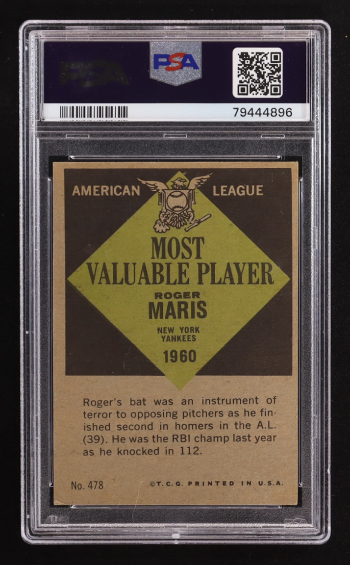 Roger Maris 1961 Topps #478 MVP (PSA 3) at PristineAuction.com Roger Maris 1961 Topps #478 MVP (PSA 3) at PristineAuction.com