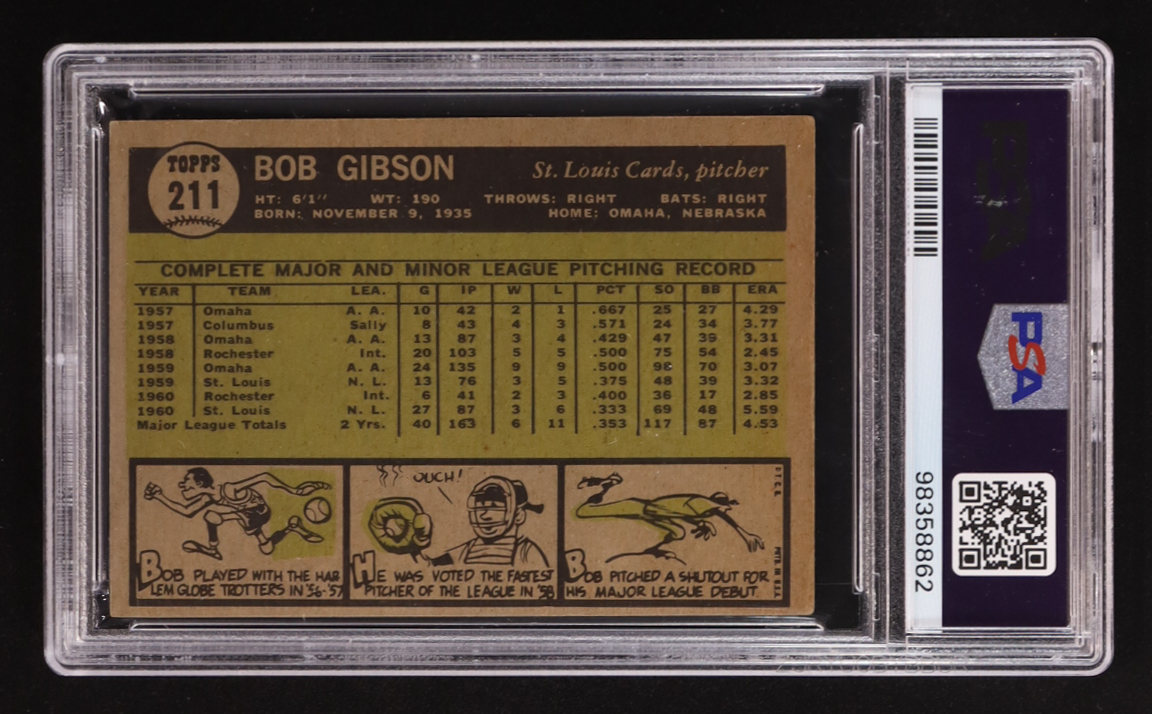 Bob Gibson 1961 Topps #211 (PSA 4) at PristineAuction.com Bob Gibson 1961 Topps #211 (PSA 4) at PristineAuction.com
