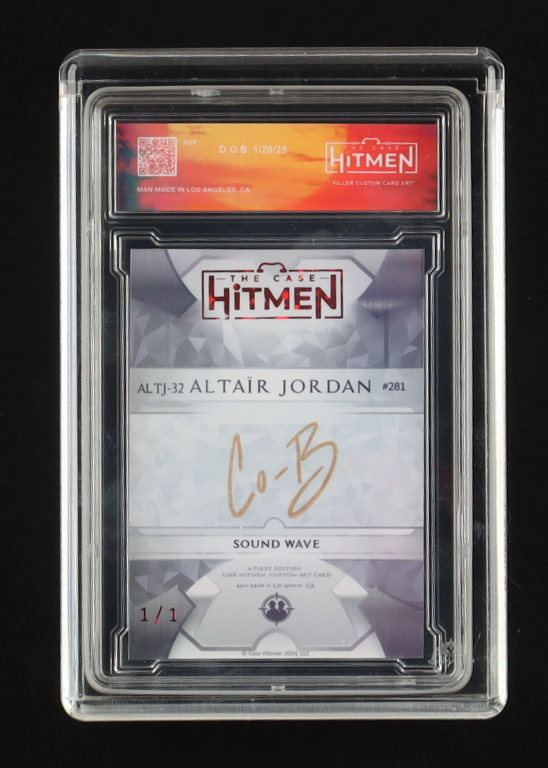 Michael Jordan "Altair Jordan" 2024 The Case Hitmen Custom Art Card Sound Wave ALTJ-32 #281 #1/1 with (2) Custom Coins & Display Box at PristineAuction.com Michael Jordan "Altair Jordan" 2024 The Case Hitmen Custom Art Card Sound Wave ALTJ-32 #281 #1/1 with (2) Custom Coins & Display Box at PristineAuction.com