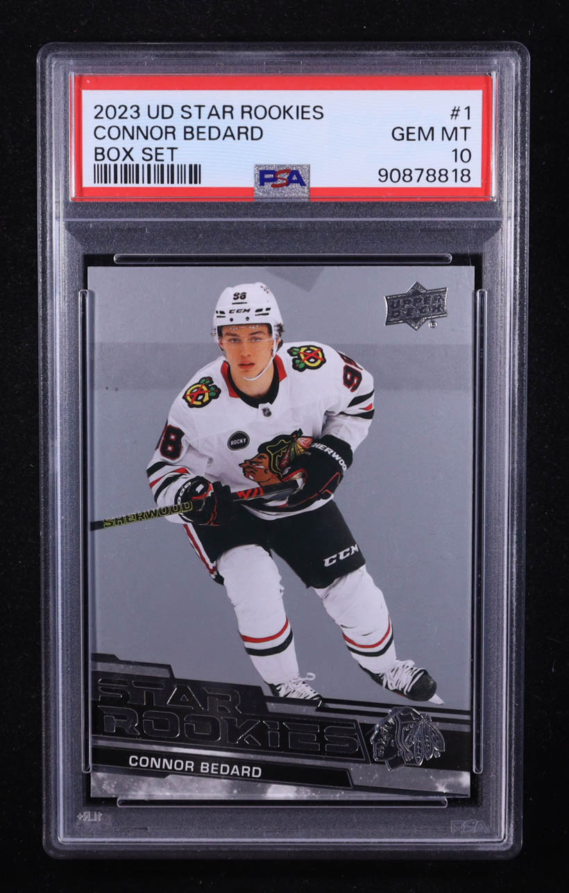 Connor Bedard 2023-24 Upper Deck Star Rookies #1 RC (PSA 10) at PristineAuction.com Connor Bedard 2023-24 Upper Deck Star Rookies #1 RC (PSA 10) at PristineAuction.com
