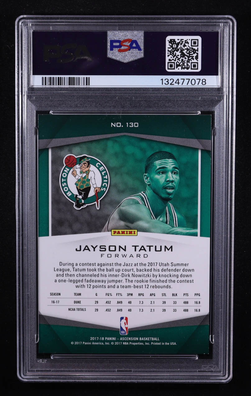 Jayson Tatum 2017-18 Panini Ascension Purple #130B RC #10/50 (PSA 8) at PristineAuction.com Jayson Tatum 2017-18 Panini Ascension Purple #130B RC #10/50 (PSA 8) at PristineAuction.com