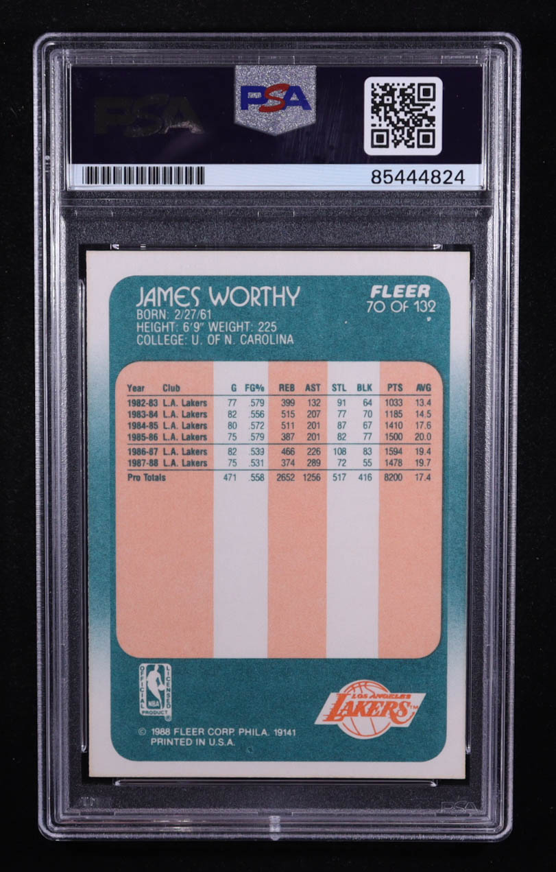 James Worthy Signed 1988-89 Fleer #70 (PSA) at PristineAuction.com James Worthy Signed 1988-89 Fleer #70 (PSA) at PristineAuction.com