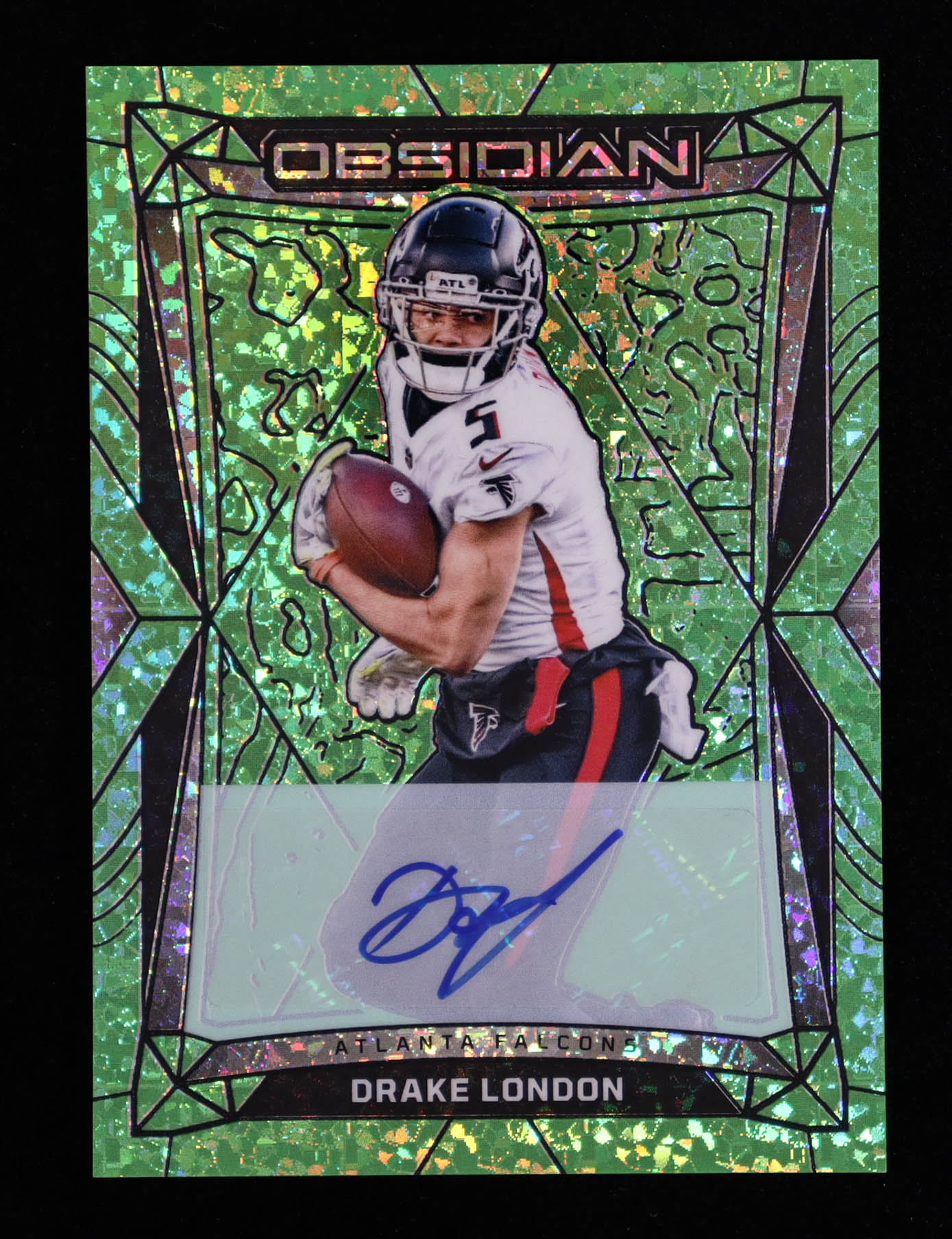 Drake London 2024 Panini Obsidian Green Etch Signatures #8 #6/6 at PristineAuction.com Drake London 2024 Panini Obsidian Green Etch Signatures #8 #6/6 at PristineAuction.com