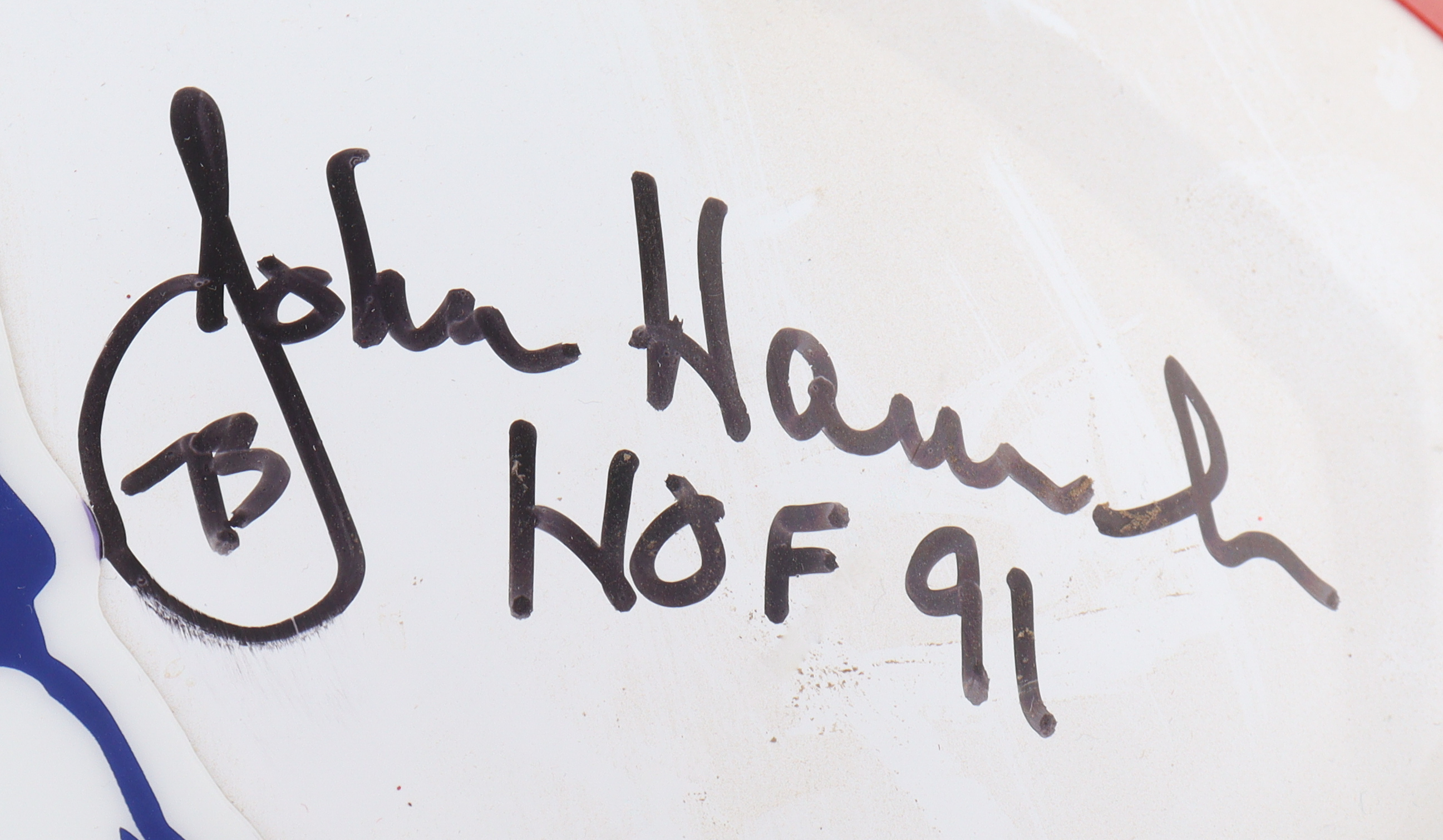 John Hannah Signed Patriots Full-Size Throwback Alternate Speed Helmet Inscribed "HOF 91" (Schwartz) at PristineAuction.com John Hannah Signed Patriots Full-Size Throwback Alternate Speed Helmet Inscribed "HOF 91" (Schwartz) at PristineAuction.com