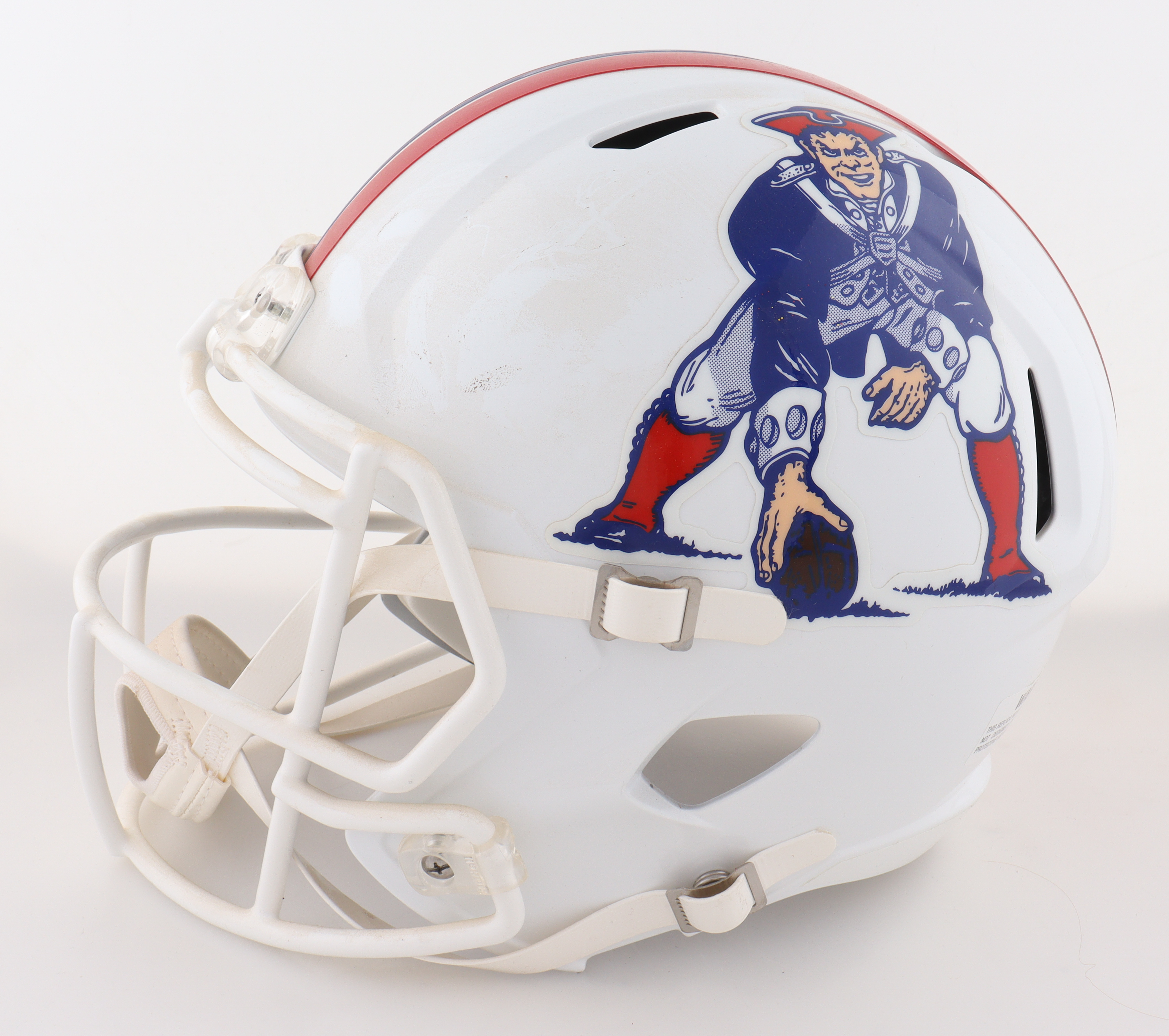 John Hannah Signed Patriots Full-Size Throwback Alternate Speed Helmet Inscribed "HOF 91" (Schwartz) at PristineAuction.com John Hannah Signed Patriots Full-Size Throwback Alternate Speed Helmet Inscribed "HOF 91" (Schwartz) at PristineAuction.com