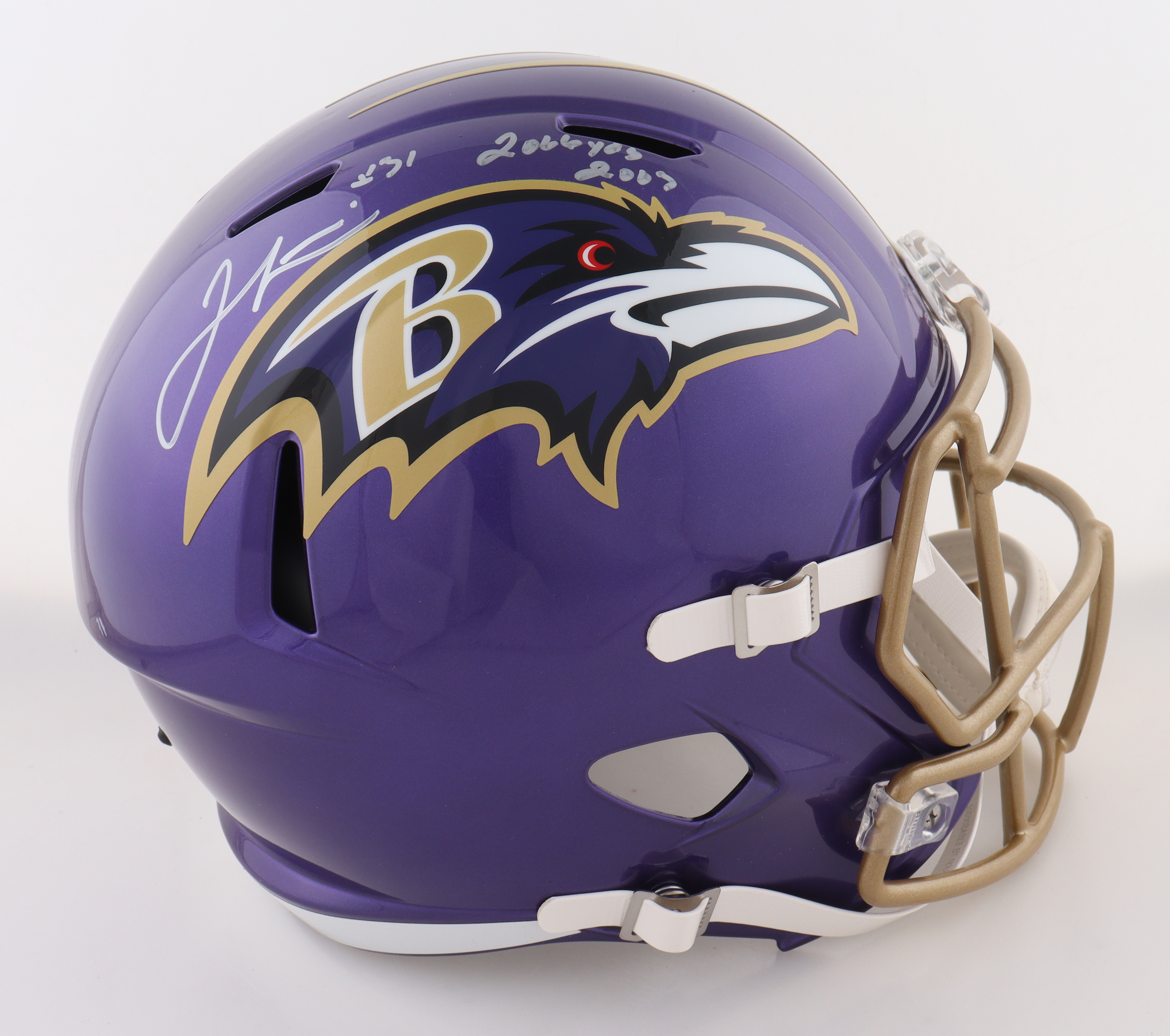 Jamal Lewis Signed Ravens Full-Size Speed Helmet Inscribed "2,066 Yds 2003" (Schwartz) at PristineAuction.com Jamal Lewis Signed Ravens Full-Size Speed Helmet Inscribed "2,066 Yds 2003" (Schwartz) at PristineAuction.com