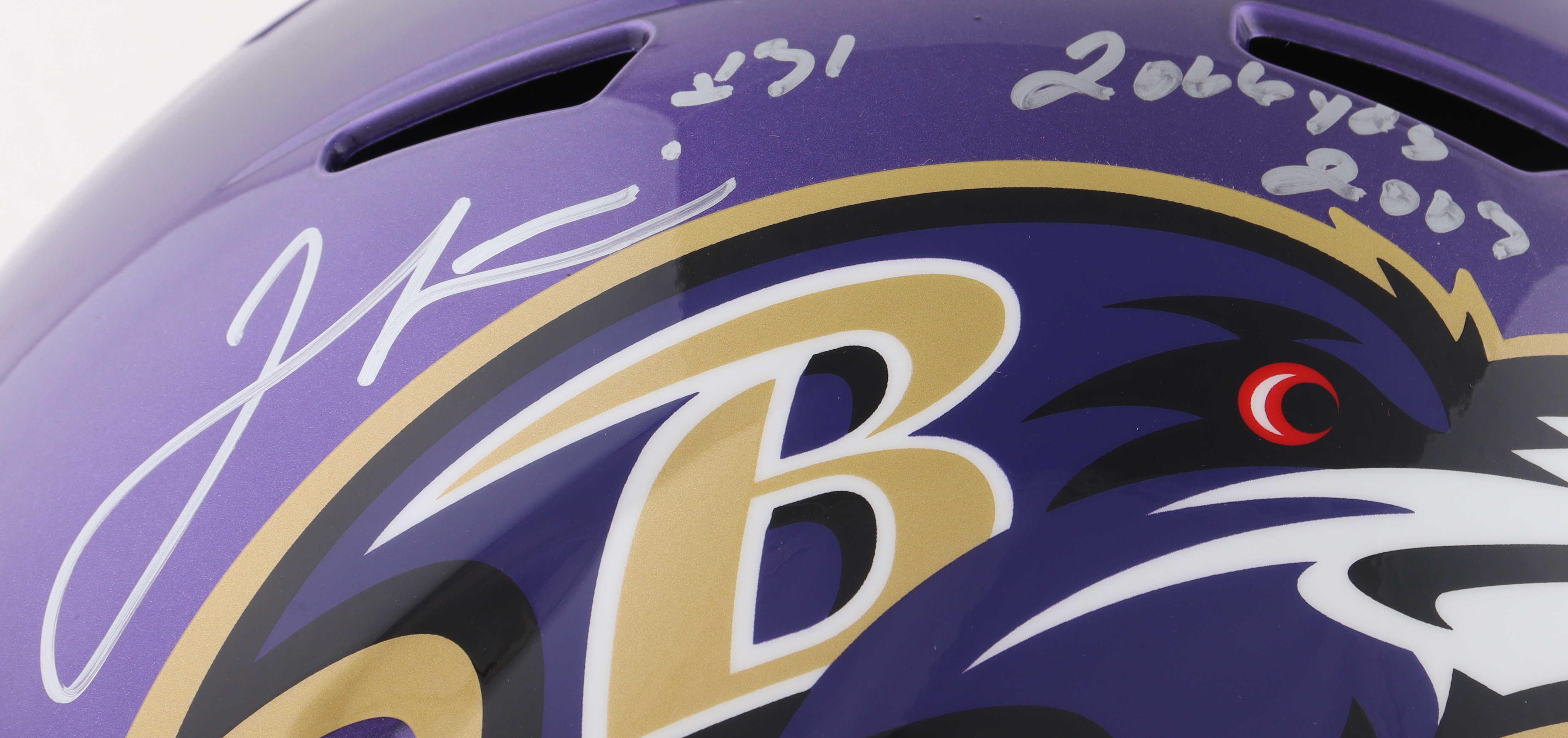Jamal Lewis Signed Ravens Full-Size Speed Helmet Inscribed "2,066 Yds 2003" (Schwartz) at PristineAuction.com Jamal Lewis Signed Ravens Full-Size Speed Helmet Inscribed "2,066 Yds 2003" (Schwartz) at PristineAuction.com