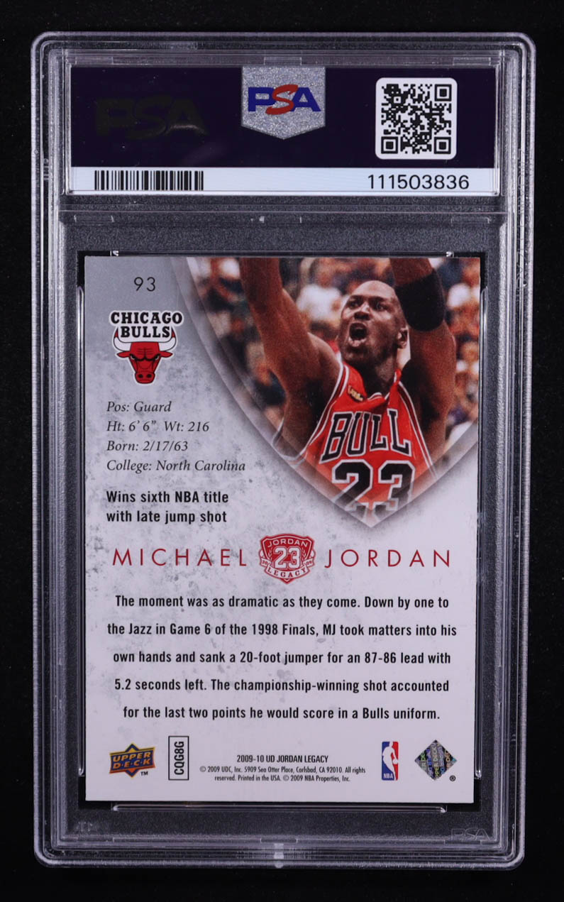 Michael Jordan 2009-10 Upper Deck Michael Jordan Legacy Collection Gold #93 (PSA 10) at PristineAuction.com Michael Jordan 2009-10 Upper Deck Michael Jordan Legacy Collection Gold #93 (PSA 10) at PristineAuction.com