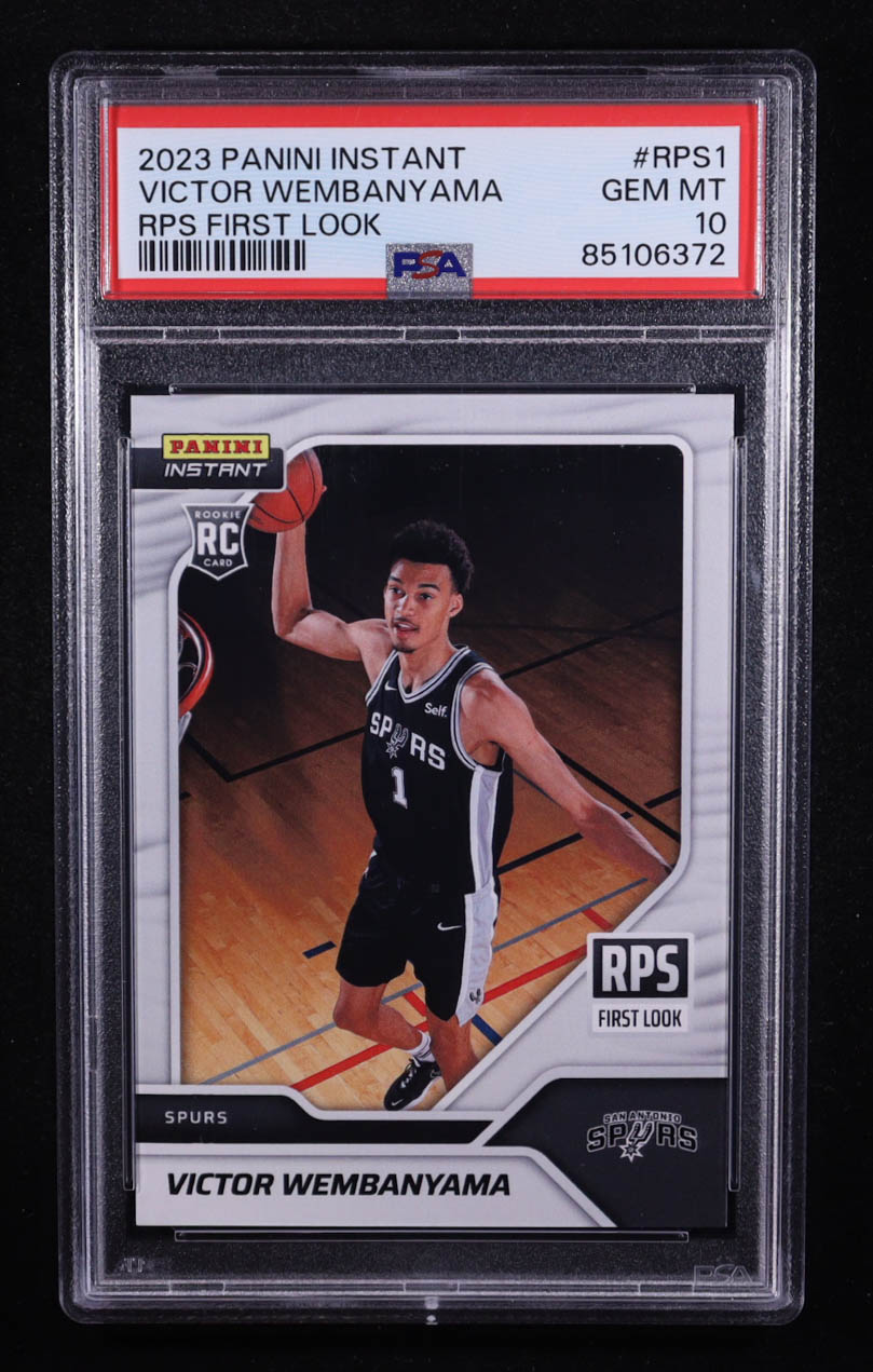 Victor Wembanyama 2023-24 Panini Instant RPS First Look #RPS1 RC (PSA 10) at PristineAuction.com Victor Wembanyama 2023-24 Panini Instant RPS First Look #RPS1 RC (PSA 10) at PristineAuction.com