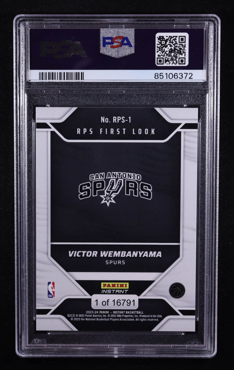 Victor Wembanyama 2023-24 Panini Instant RPS First Look #RPS1 RC (PSA 10) at PristineAuction.com Victor Wembanyama 2023-24 Panini Instant RPS First Look #RPS1 RC (PSA 10) at PristineAuction.com
