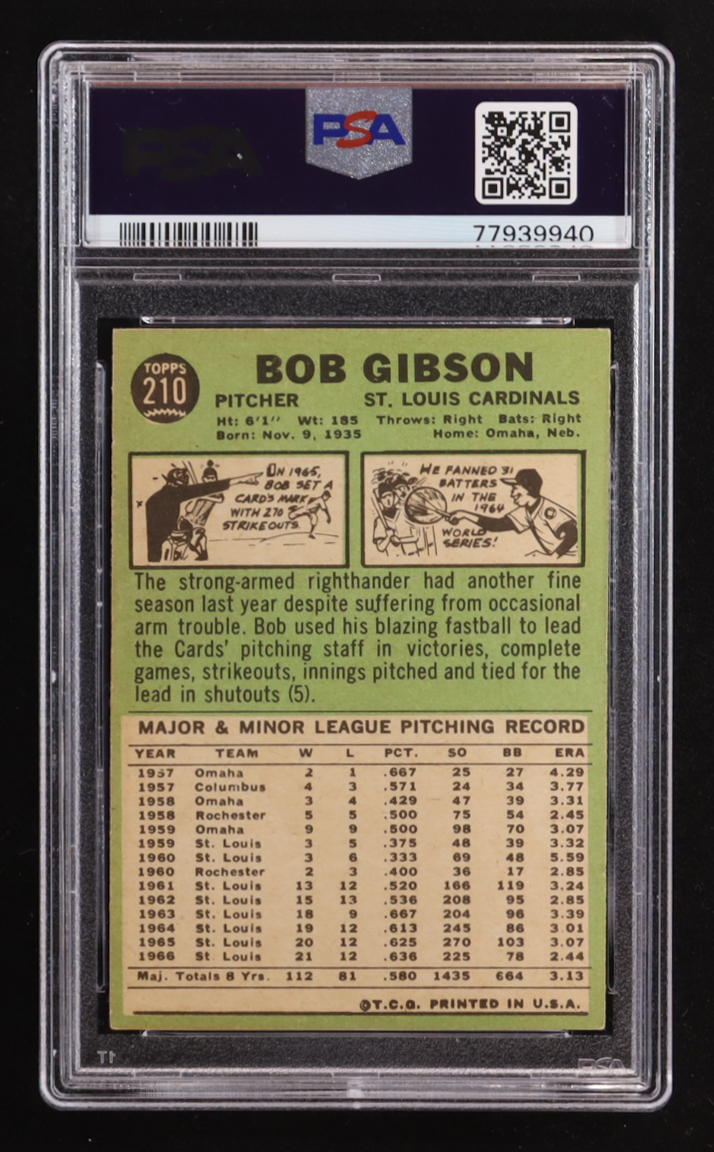 Bob Gibson 1967 Topps #210 (PSA 4) at PristineAuction.com Bob Gibson 1967 Topps #210 (PSA 4) at PristineAuction.com