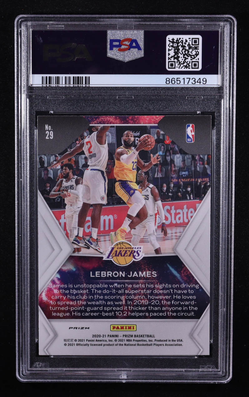 LeBron James 2020-21 Panini Prizm Fireworks Fast Break #29 (PSA 10) at PristineAuction.com LeBron James 2020-21 Panini Prizm Fireworks Fast Break #29 (PSA 10) at PristineAuction.com