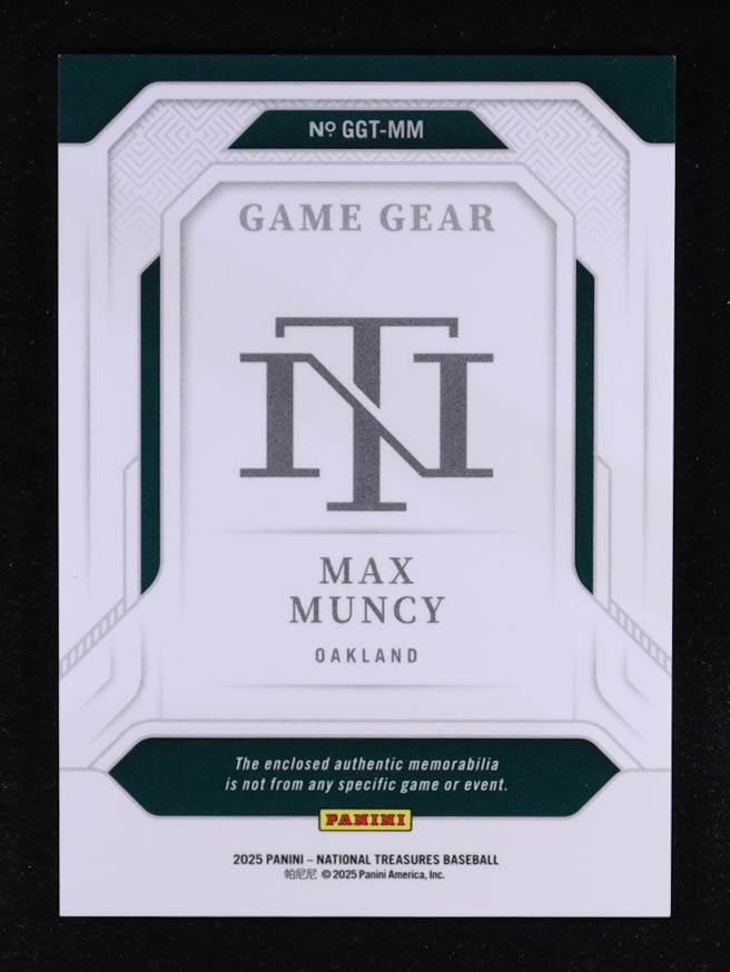 Max Muncy 2025 Panini National Treasures Game Gear Trio Swatches Holo Silver #48 #14/25 RC at PristineAuction.com Max Muncy 2025 Panini National Treasures Game Gear Trio Swatches Holo Silver #48 #14/25 RC at PristineAuction.com