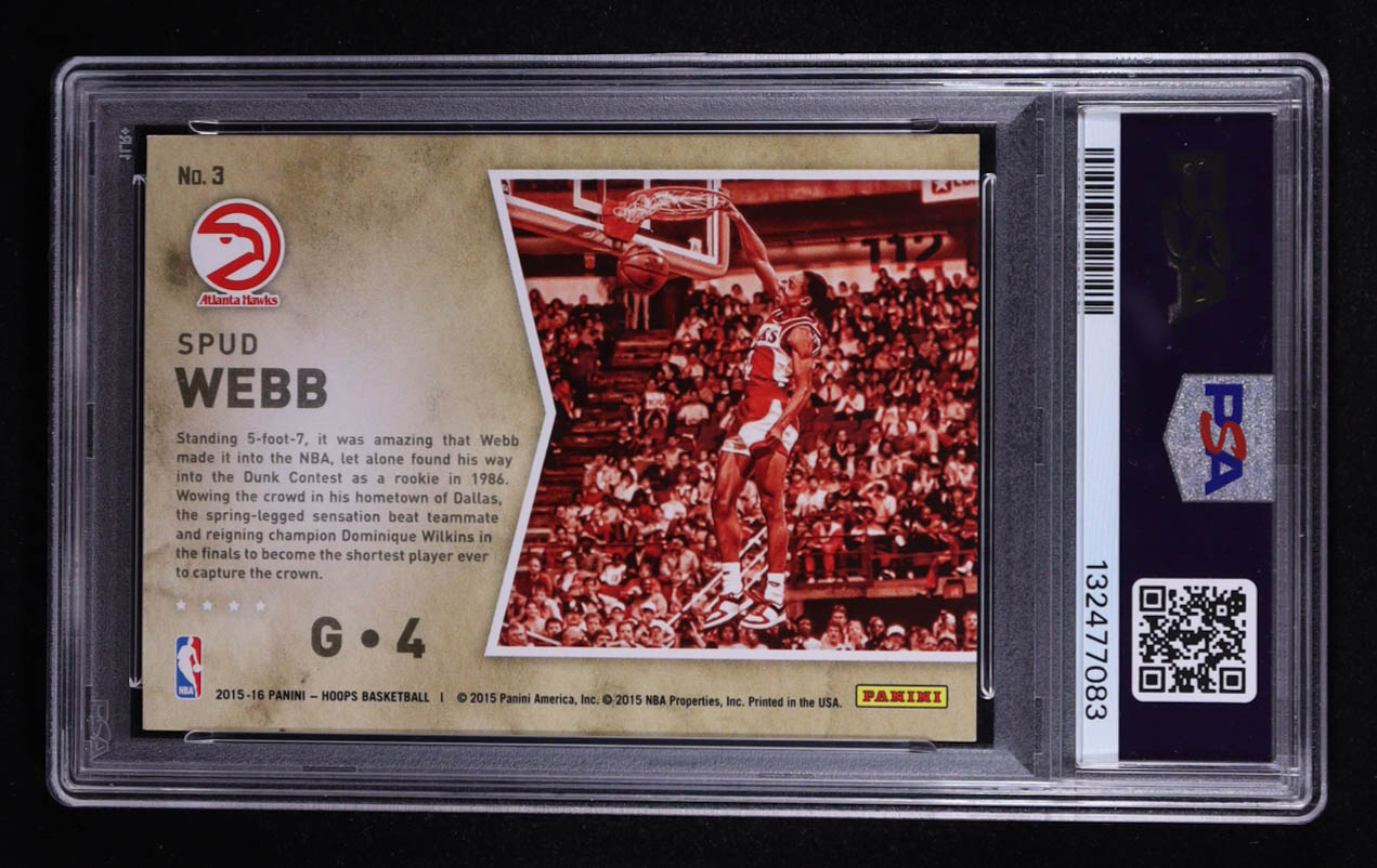 Spud Webb 2015-16 Hoops High Flyers Holo Green #3 #3/25 (PSA 7) at PristineAuction.com Spud Webb 2015-16 Hoops High Flyers Holo Green #3 #3/25 (PSA 7) at PristineAuction.com