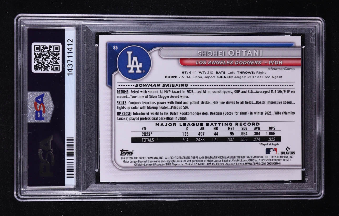 Shohei Ohtani 2024 Bowman Chrome #85 (PSA 9) at PristineAuction.com Shohei Ohtani 2024 Bowman Chrome #85 (PSA 9) at PristineAuction.com