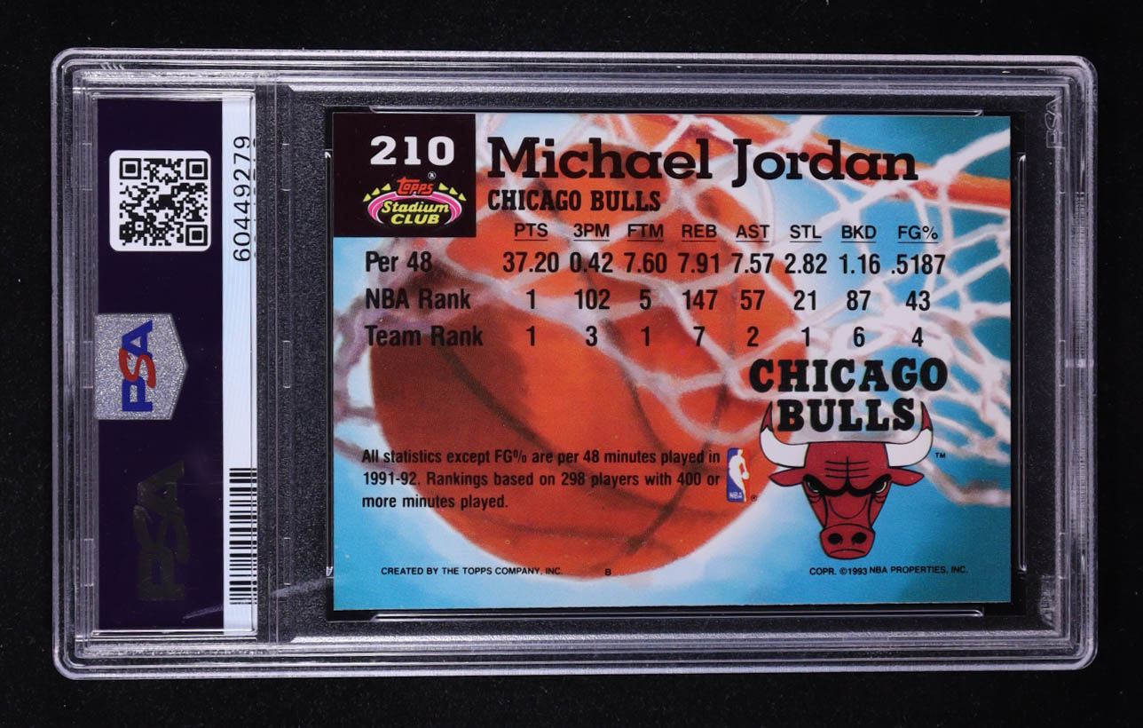 Michael Jordan 1992-93 Stadium Club #210 MC (PSA 9) at PristineAuction.com Michael Jordan 1992-93 Stadium Club #210 MC (PSA 9) at PristineAuction.com