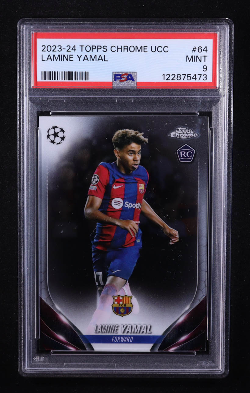 Lamine Yamal 2023-24 Topps Chrome UEFA Club Competitions #64 RC (PSA 9) at PristineAuction.com Lamine Yamal 2023-24 Topps Chrome UEFA Club Competitions #64 RC (PSA 9) at PristineAuction.com