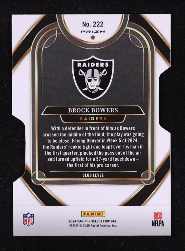 Brock Bowers 2024 Select Prizm Silver Die Cut #222 RC at PristineAuction.com Brock Bowers 2024 Select Prizm Silver Die Cut #222 RC at PristineAuction.com