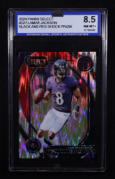 Lamar Jackson 2024 Panini Select Club Level Black And Red Shock Prizm #227 (ISA 8.5) at PristineAuction.com