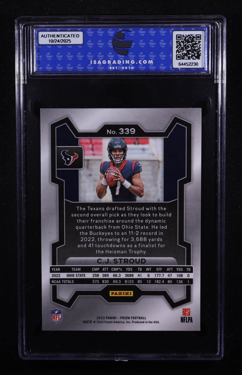 CJ Stroud 2023 Panini Prizm #339 RC (ISA 10) at PristineAuction.com CJ Stroud 2023 Panini Prizm #339 RC (ISA 10) at PristineAuction.com