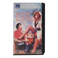 Sybil Danning Signed "They're Playing With Fire" VHS Cover Insert (JSA) at PristineAuction.com