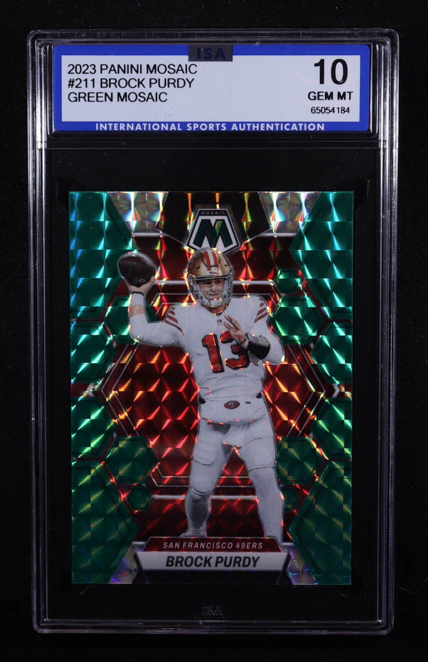 Brock Purdy 2023 Panini Mosaic Green #211 (ISA 10) at PristineAuction.com Brock Purdy 2023 Panini Mosaic Green #211 (ISA 10) at PristineAuction.com