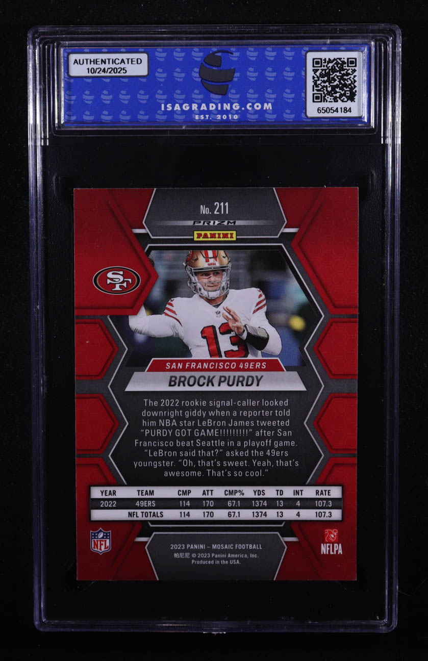 Brock Purdy 2023 Panini Mosaic Green #211 (ISA 10) at PristineAuction.com Brock Purdy 2023 Panini Mosaic Green #211 (ISA 10) at PristineAuction.com