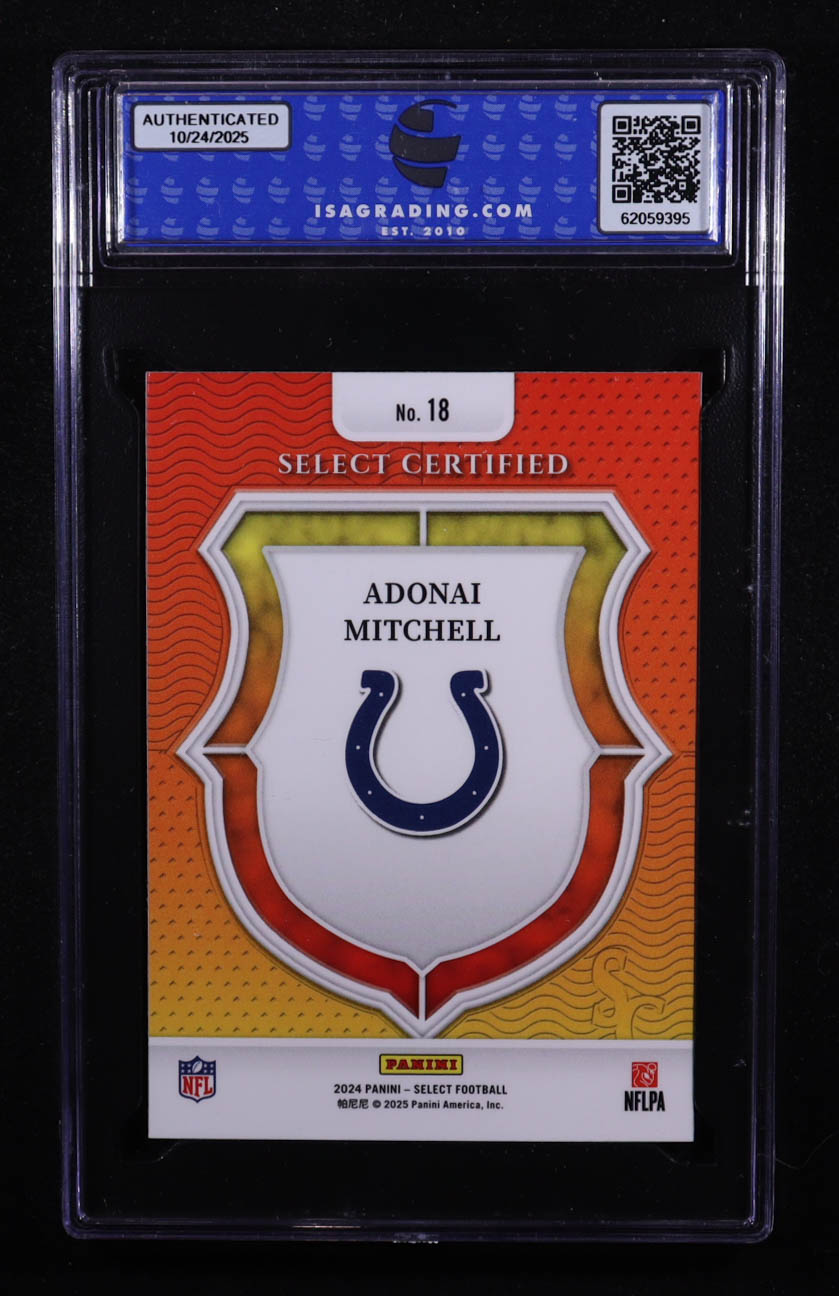 Adonai Mitchell 2024 Panini Select Certified Rookies #18 RC (ISA 10) at PristineAuction.com Adonai Mitchell 2024 Panini Select Certified Rookies #18 RC (ISA 10) at PristineAuction.com