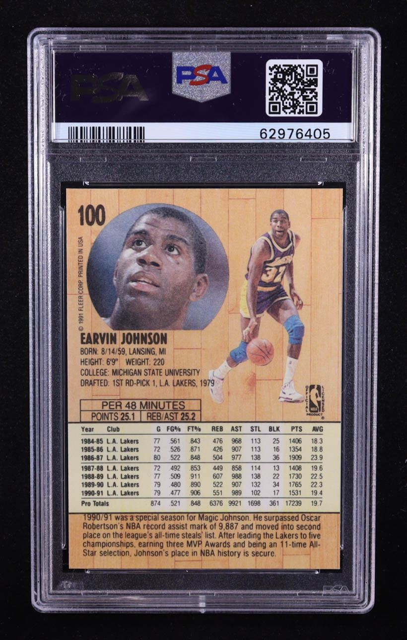 Magic Johnson 1991-92 Fleer #100 (PSA 9) at PristineAuction.com Magic Johnson 1991-92 Fleer #100 (PSA 9) at PristineAuction.com