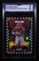 Isiah Pacheco 2023 Panini Black And White Checker Prizm #144 (ISA 9) at PristineAuction.com