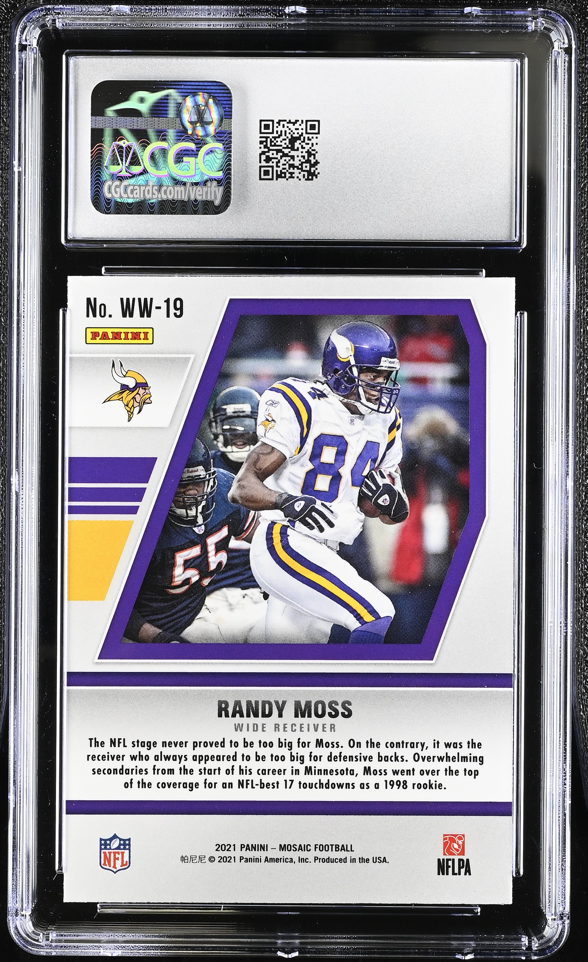 Randy Moss 2021 Panini Mosaic Will To Win #19 (CGC 10) at PristineAuction.com Randy Moss 2021 Panini Mosaic Will To Win #19 (CGC 10) at PristineAuction.com