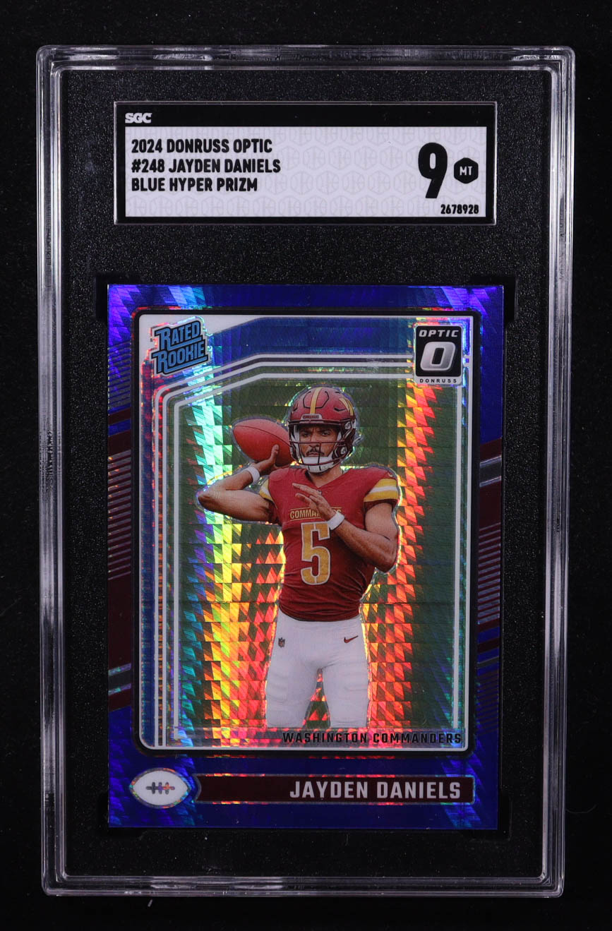 Jayden Daniels 2024 Donruss Optic Blue Hyper #248 RR RC (SGC 9) at PristineAuction.com Jayden Daniels 2024 Donruss Optic Blue Hyper #248 RR RC (SGC 9) at PristineAuction.com