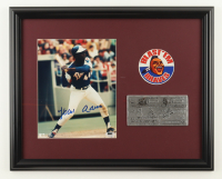 Hank Aaron Signed Braves Custom Framed Photo Display with Braves Logo Decal & Pewter Home Run Ticket (SGC) at PristineAuction.com