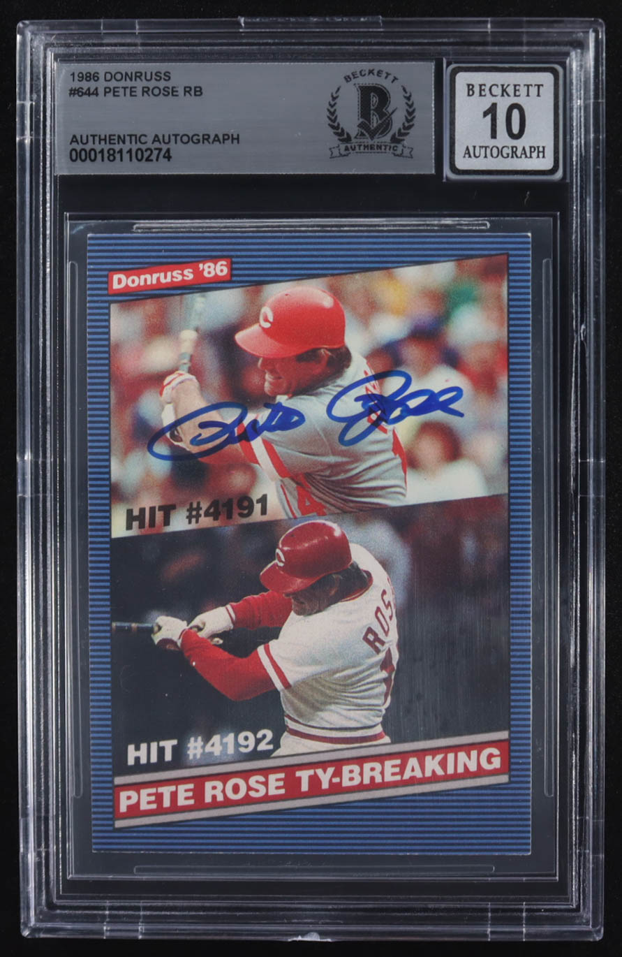 Pete Rose Signed 1986 Donruss #644 RB (BGS | Autograph Graded 10) at PristineAuction.com Pete Rose Signed 1986 Donruss #644 RB (BGS | Autograph Graded 10) at PristineAuction.com