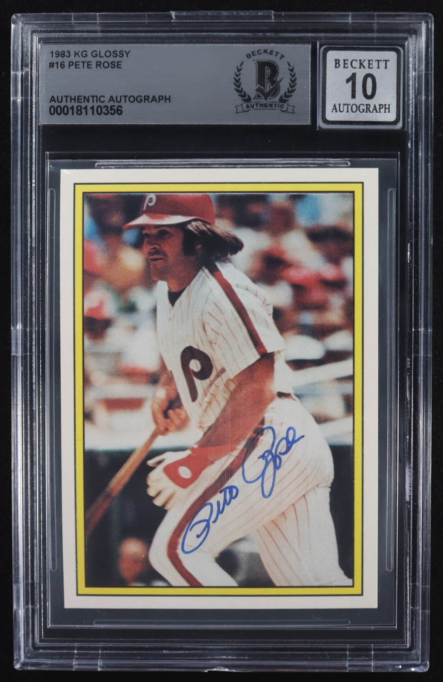 Pete Rose Signed 1983 KG Glossy #16 (BGS | Autograph Graded 10) at PristineAuction.com Pete Rose Signed 1983 KG Glossy #16 (BGS | Autograph Graded 10) at PristineAuction.com