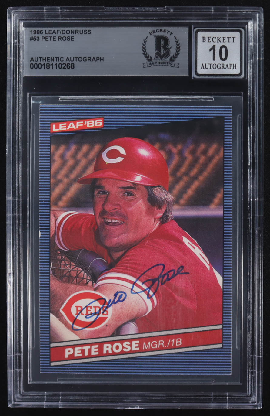 Pete Rose Signed 1986 Leaf/Donruss #53 (BGS | Autograph Graded 10) at PristineAuction.com Pete Rose Signed 1986 Leaf/Donruss #53 (BGS | Autograph Graded 10) at PristineAuction.com